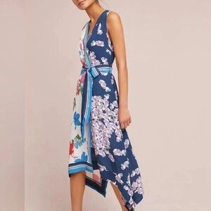 Anthropologie Maeve Botanical Floral Faux Wrap Dress